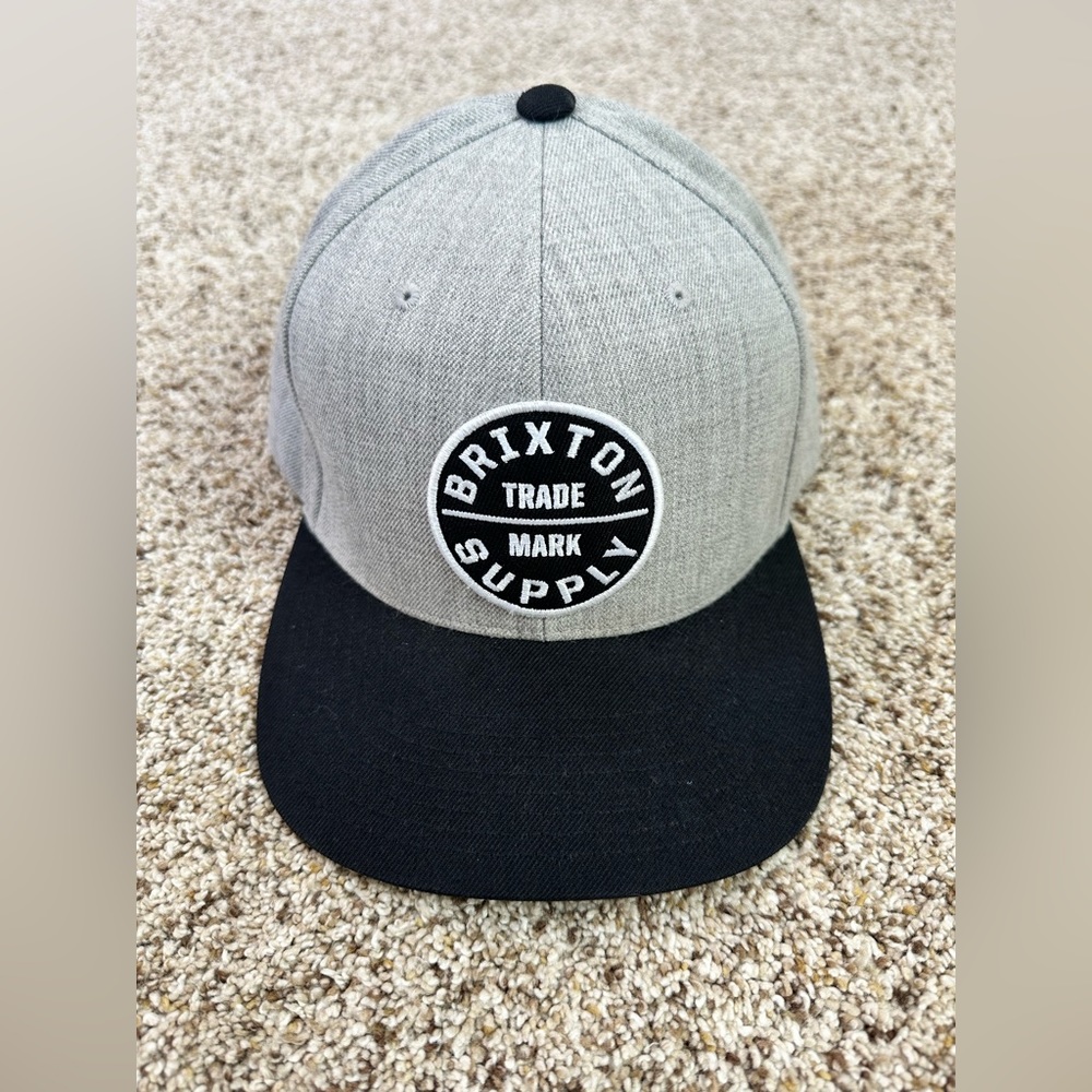 Brixton Supply Co Trade Mark Gray Embroidered Hat Snapback Adjustable Cap